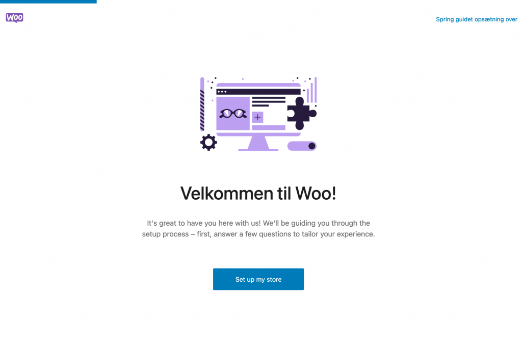Wordpress screenshot - Opsæt WooCommerce